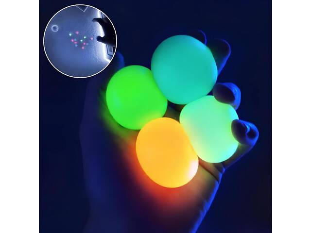 Липкі світні кульки Globbles RESTEQ 4 шт. — антистрес-іграшка, що світиться в темряві та не залишає слідів - Фото 2