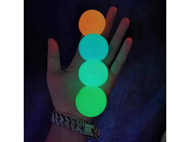 Липкі світні кульки Globbles RESTEQ 4 шт. — антистрес-іграшка, що світиться в темряві та не залишає слідів - Фото 3