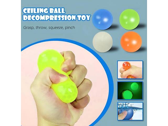 Липкі світні кульки Globbles RESTEQ 4 шт. — антистрес-іграшка, що світиться в темряві та не залишає слідів - Фото 7