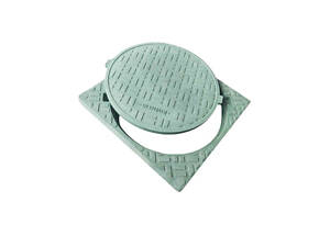 Люк квадратный с круглой крышкой Евро А15 зеленый + замок 670х670 мм