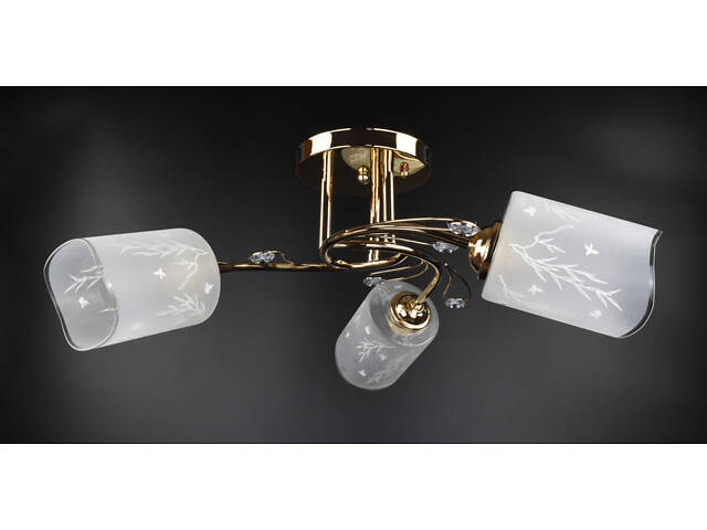 Люстра потолочная на 3 лампочки 25567 Золото 23х54х54 см. - Фото 1