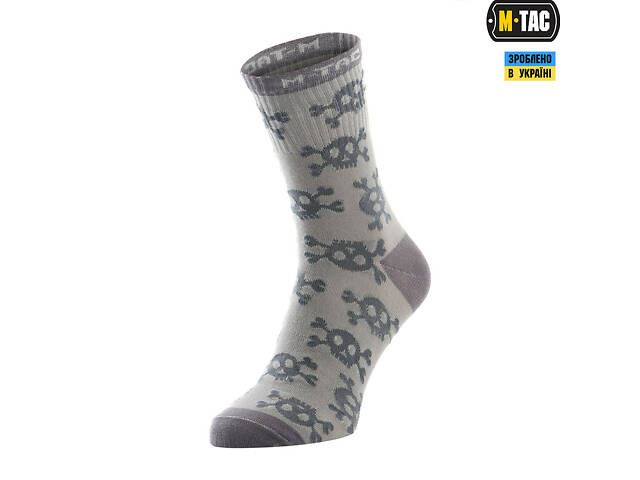 M-TAC ШКАРПЕТКИ ЛЕГКІ MK.3 PIRATE SKULL LIGHT GREY - Фото 1