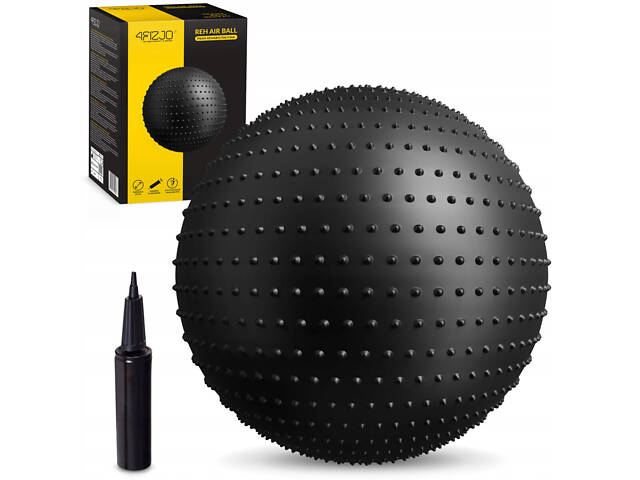 М'яч для фітнесу (фітбол) 4FIZJO 65 см масажний Anti-Burst Black (P-5905973400237) - Фото 1