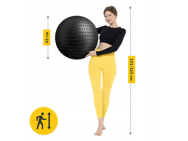 М'яч для фітнесу (фітбол) 4FIZJO 65 см масажний Anti-Burst Black (P-5905973400237) - Фото 2