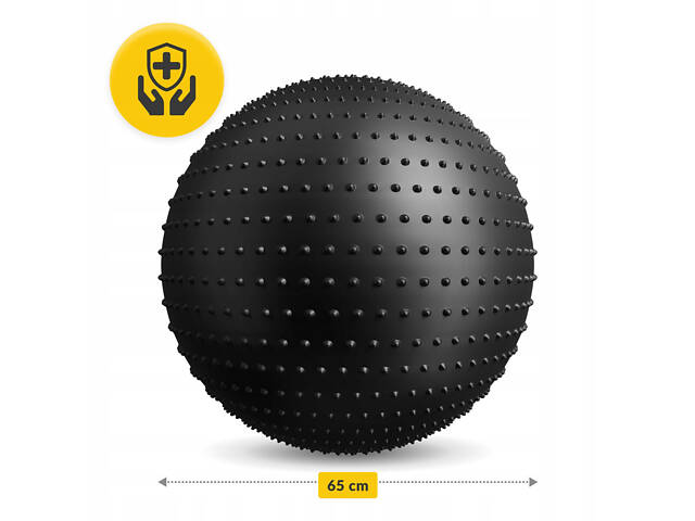 М'яч для фітнесу (фітбол) 4FIZJO 65 см масажний Anti-Burst Black (P-5905973400237) - Фото 3