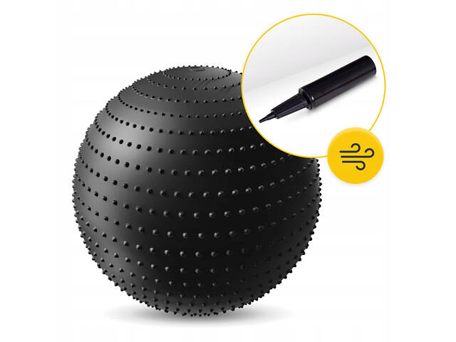 М'яч для фітнесу (фітбол) 4FIZJO 65 см масажний Anti-Burst Black (P-5905973400237) - Фото 4