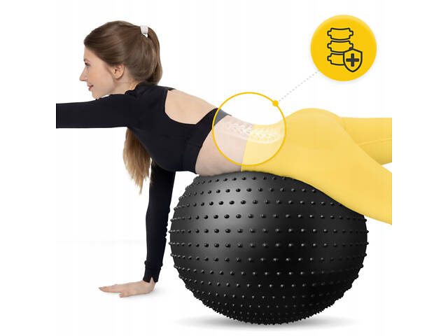 М'яч для фітнесу (фітбол) 4FIZJO 65 см масажний Anti-Burst Black (P-5905973400237) - Фото 6