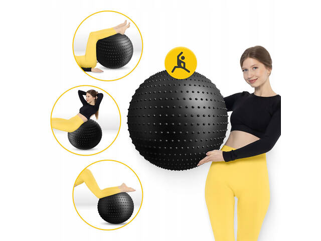 М'яч для фітнесу (фітбол) 4FIZJO 65 см масажний Anti-Burst Black (P-5905973400237) - Фото 8