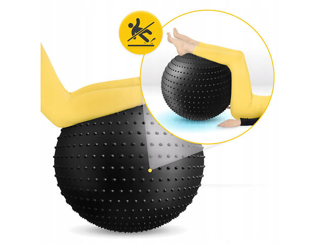 М'яч для фітнесу (фітбол) 4FIZJO 65 см масажний Anti-Burst Black (P-5905973400237) - Фото 9