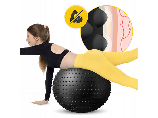 М'яч для фітнесу (фітбол) 4FIZJO 65 см масажний Anti-Burst Black (P-5905973400237) - Фото 10