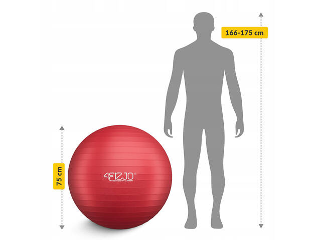 М'яч для фітнесу (фітбол) 4FIZJO 75 см Anti-Burst Red (P-5907739316356) - Фото 9