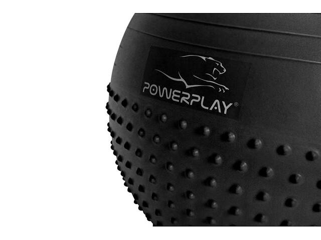 Мяч для фитнеса (фитбол) полумассажный PowerPlay 4003 Ø75 cm Gymball Темно-серый + помпа - Фото 2