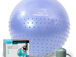 М'яч для фітнесу (фітбол) напівмасажний PowerPlay 4003 Ø75 cm Gymball Sky Blue + помпа