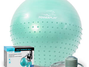 М'яч для фітнесу (фітбол) напівмасажний PowerPlay 4003 Ø65 cm Gymball Зелений + помпа
