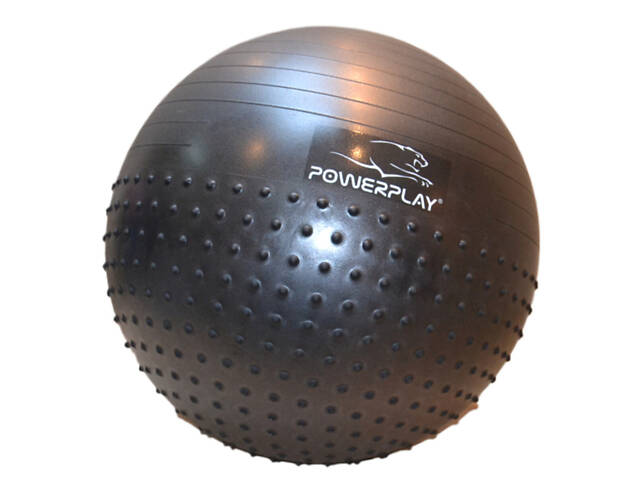 Мяч для фитнеса (фитбол) полумассажный PowerPlay 4003 Ø75 cm Gymball Темно-серый + помпа - Фото 8