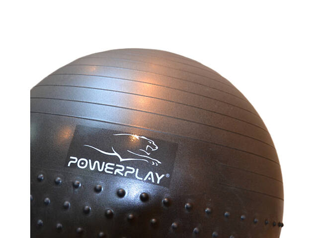 Мяч для фитнеса (фитбол) полумассажный PowerPlay 4003 Ø75 cm Gymball Темно-серый + помпа - Фото 10