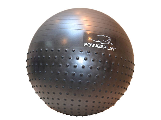 Мяч для фитнеса (фитбол) полумассажный PowerPlay 4003 Ø75 cm Gymball Темно-серый + помпа - Фото 9