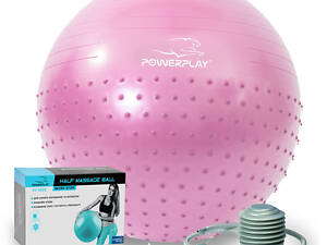М'яч для фітнесу (фітбол) напівмасажний PowerPlay 4003 Ø65 cm Gymball Ліловий + помпа
