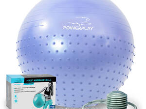 М'яч для фітнесу (фітбол) напівмасажний PowerPlay 4003 Ø75 cm Gymball Sky Blue + помпа