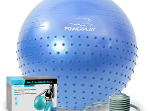 Мяч для фитнеса (фитбол) полумассажный PowerPlay 4003 Ø65 cm Gymball Синий + помпа