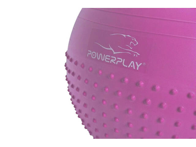 М'яч для фітнесу (фітбол) напівмасажний PowerPlay 4003 Ø75 cm Gymball Бузковий + помпа - Фото 2