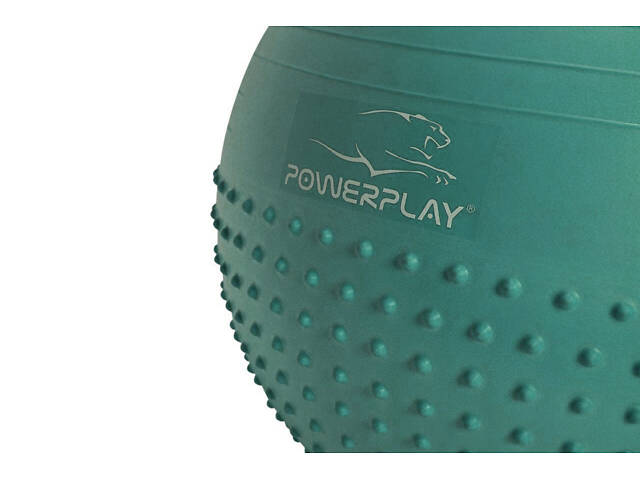 М'яч для фітнесу (фітбол) напівмасажний PowerPlay 4003 Ø65 cm Gymball Зелений + помпа - Фото 2