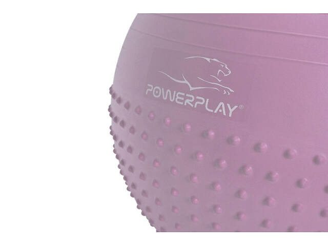 М'яч для фітнесу (фітбол) напівмасажний PowerPlay 4003 Ø65 cm Gymball Ліловий + помпа - Фото 2