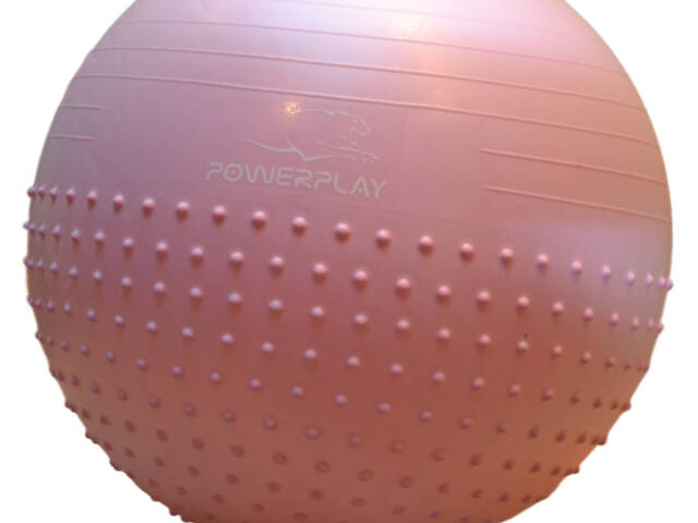 М'яч для фітнесу (фітбол) напівмасажний PowerPlay 4003 Ø65 cm Gymball Ліловий + помпа - Фото 9