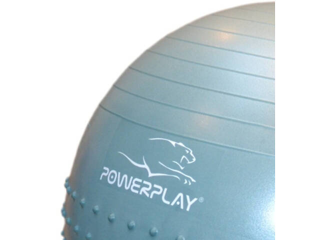 М'яч для фітнесу (фітбол) напівмасажний PowerPlay 4003 Ø65 cm Gymball Зелений + помпа - Фото 4