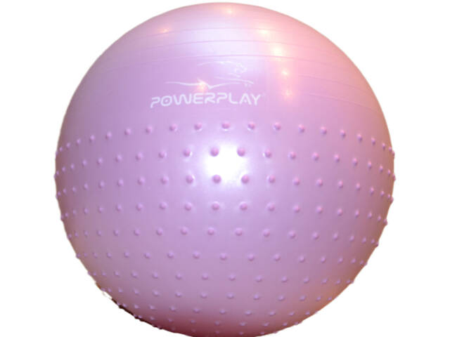 М'яч для фітнесу (фітбол) напівмасажний PowerPlay 4003 Ø75 cm Gymball Бузковий + помпа - Фото 4