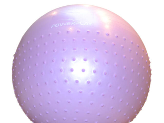 М'яч для фітнесу (фітбол) напівмасажний PowerPlay 4003 Ø75 cm Gymball Бузковий + помпа - Фото 7