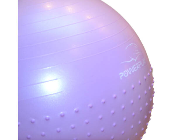 М'яч для фітнесу (фітбол) напівмасажний PowerPlay 4003 Ø75 cm Gymball Бузковий + помпа - Фото 9