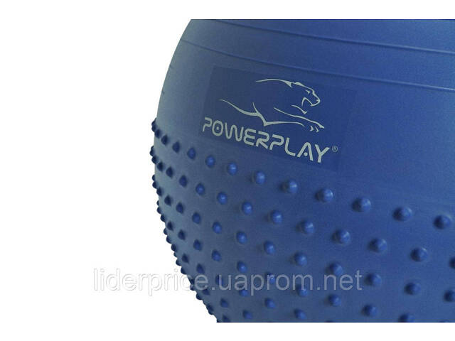 Мяч для фитнеса (фитбол) полумассажный PowerPlay 4003 Ø65 cm Gymball Синий + помпа, Оригинал! - Фото 3