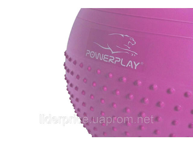 Мяч для фитнеса (фитбол) полумассажный PowerPlay 4003 Ø75 cm Gymball Сиреневый + помпа, Оригинал! - Фото 2