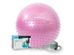 М'яч для фітнесу (фітбол) напівмасажний PowerPlay 4003 Ø65 cm Gymball Ліловий + помпа, Оригінал!
