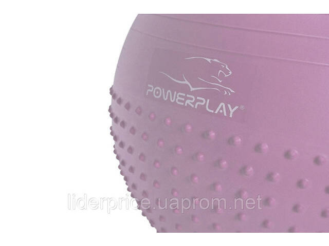 Мяч для фитнеса (фитбол) полумассажный PowerPlay 4003 Ø65 cm Gymball Лиловый + помпа, Оригинал! - Фото 2