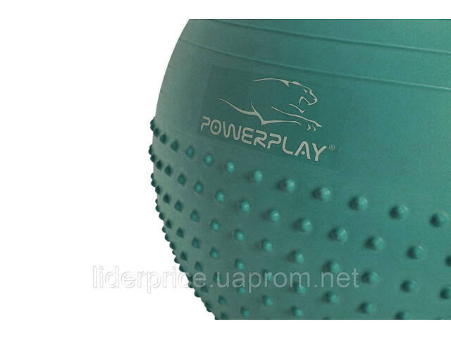 Мяч для фитнеса (фитбол) полумассажный PowerPlay 4003 Ø65 cm Gymball Зеленый + помпа, Оригинал! - Фото 2