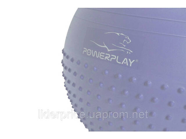 Мяч для фитнеса (фитбол) полумассажный PowerPlay 4003 Ø75 cm Gymball Sky Blue + помпа, Оригинал! - Фото 2