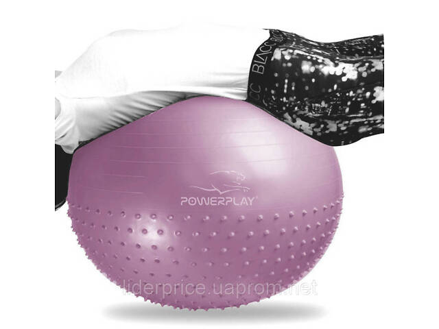 Мяч для фитнеса (фитбол) полумассажный PowerPlay 4003 Ø65 cm Gymball Лиловый + помпа, Оригинал! - Фото 3