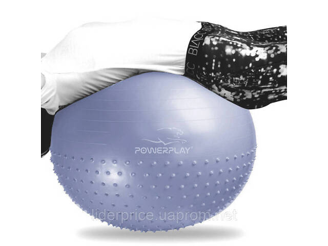 Мяч для фитнеса (фитбол) полумассажный PowerPlay 4003 Ø75 cm Gymball Sky Blue + помпа, Оригинал! - Фото 3