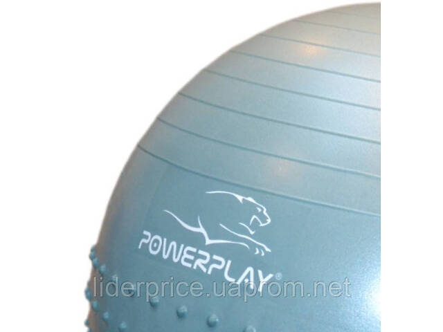 Мяч для фитнеса (фитбол) полумассажный PowerPlay 4003 Ø65 cm Gymball Зеленый + помпа, Оригинал! - Фото 4