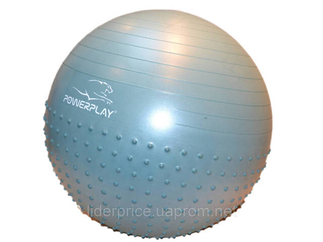 Мяч для фитнеса (фитбол) полумассажный PowerPlay 4003 Ø65 cm Gymball Зеленый + помпа, Оригинал! - Фото 8