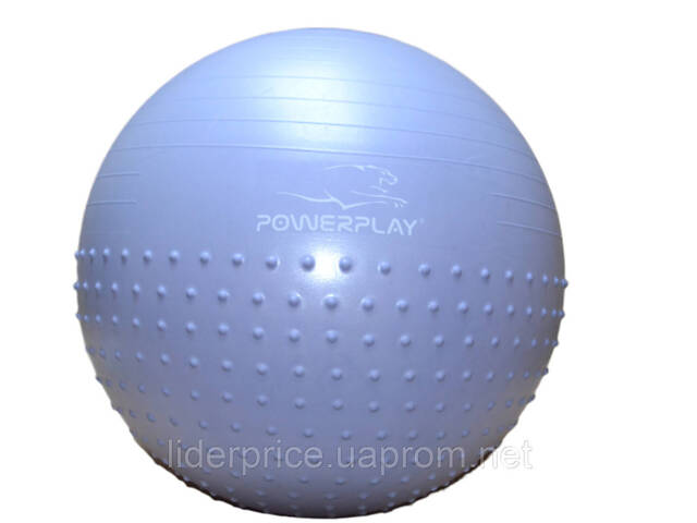 Мяч для фитнеса (фитбол) полумассажный PowerPlay 4003 Ø75 cm Gymball Sky Blue + помпа, Оригинал! - Фото 9
