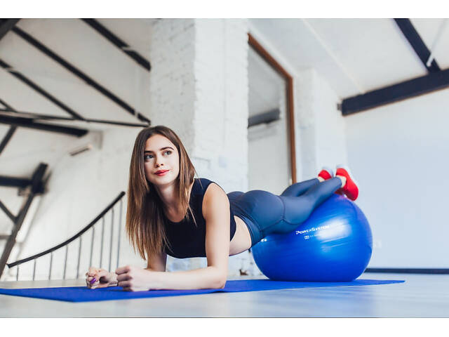 М'яч для фітнесу (фітбол) Power System PS-4011 Ø55 cm PRO Gymball Blue - Фото 4