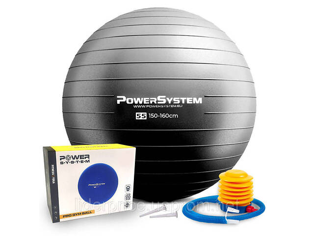 Мяч для фитнеса (фитбол) Power System PS-4011 Ø55 cm PRO Gymball Black, Оригинал! - Фото 1
