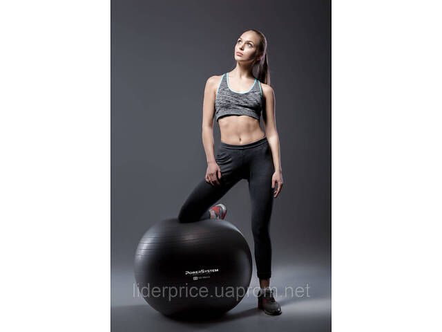 Мяч для фитнеса (фитбол) Power System PS-4013 Ø75 cm PRO Gymball Black, Оригинал! - Фото 2