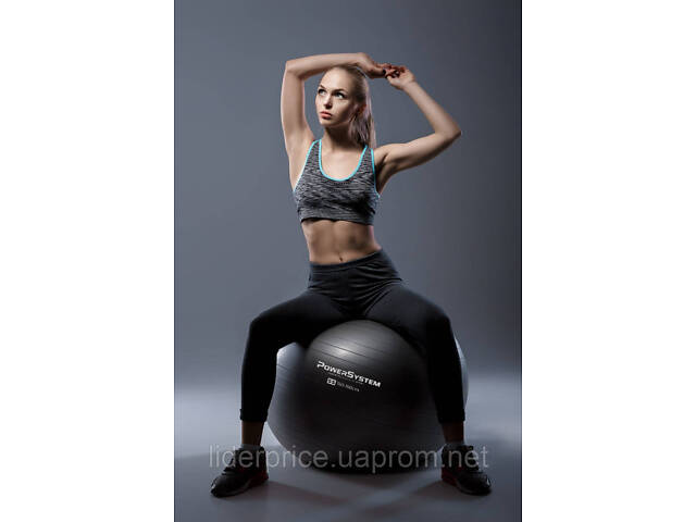Мяч для фитнеса (фитбол) Power System PS-4013 Ø75 cm PRO Gymball Black, Оригинал! - Фото 4