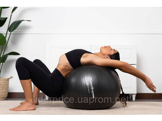 Мяч для фитнеса (фитбол) Power System PS-4013 Ø75 cm PRO Gymball Black, Оригинал! - Фото 9