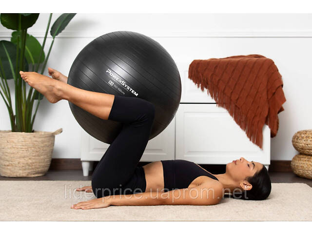 Мяч для фитнеса (фитбол) Power System PS-4013 Ø75 cm PRO Gymball Black, Оригинал! - Фото 8
