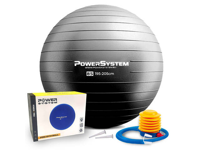 М'яч для фітнесу (фітбол) Power System PS-4018 Ø85 cm PRO Gymball Black - Фото 1
